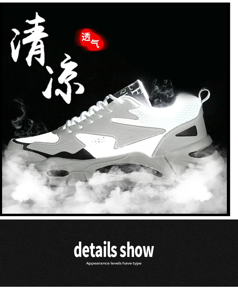 Mesh Men's Sneakers white summer platform sneakers Stylish Lace-up Male Sneaker Breathable Man Tenis Footwear men's sports shoes