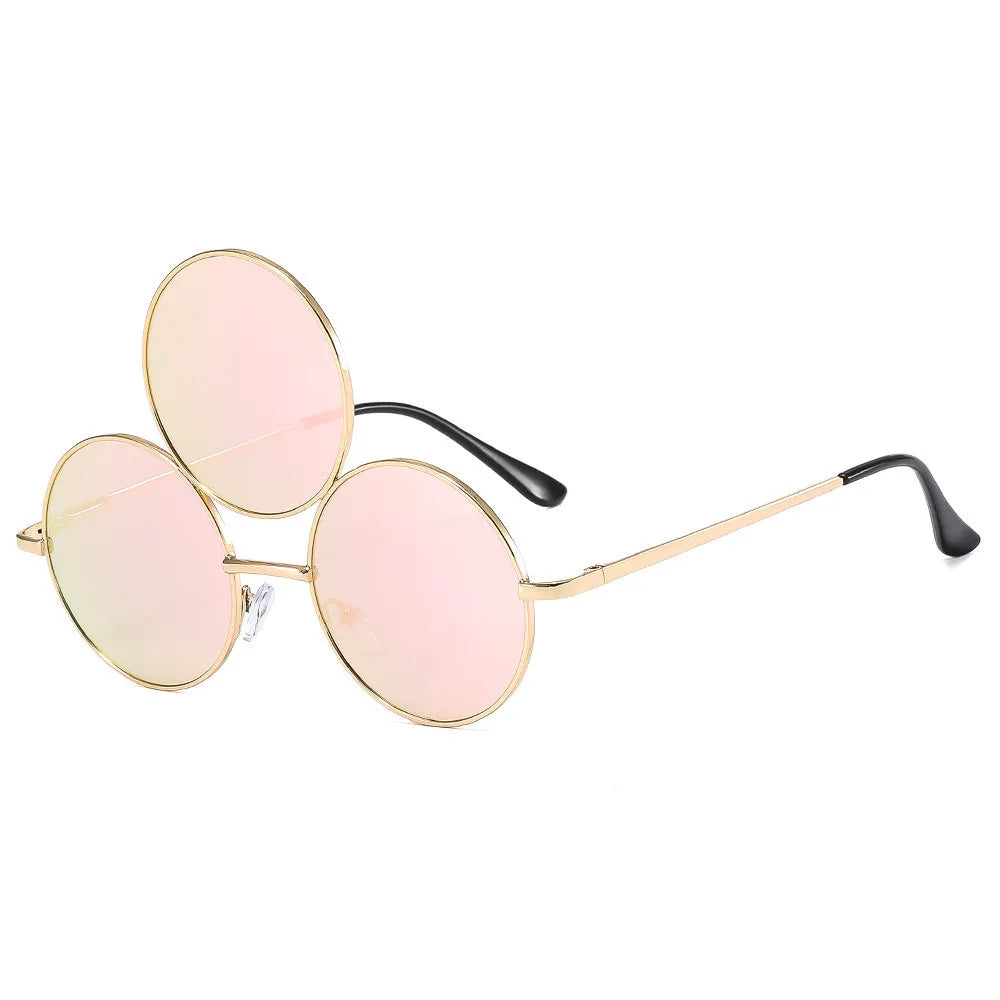 Sunglasses Third Lenses 3 Eyes Round Women Metal Fashion Vintage Sun Glasses For Men Fashion Eyewear Shades UV400 New 2023