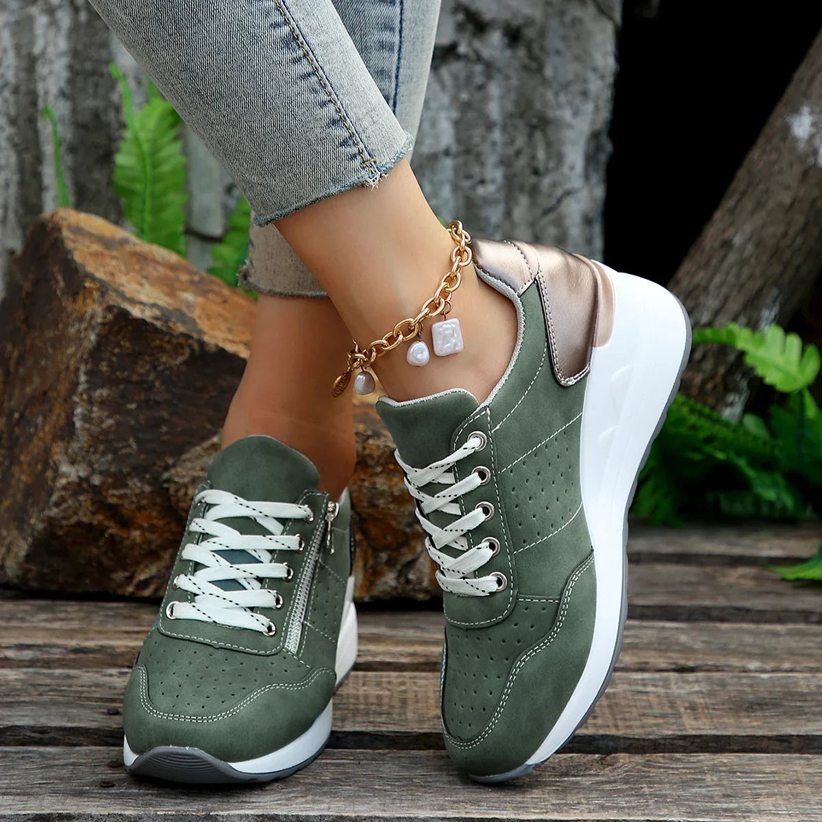 2025 spring autumn Shoes Woman Trend Wedge Platform Casual Shoes Women Lace Up Sports Shoes Woman Non Slip Breathable Sneaker