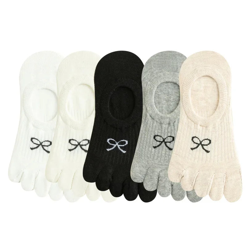 5 Pairs Five Finger Socks Women  Anti-slip Cotton Toe Socks with Separate Fingers Sports Summer Thin Slipper Socks