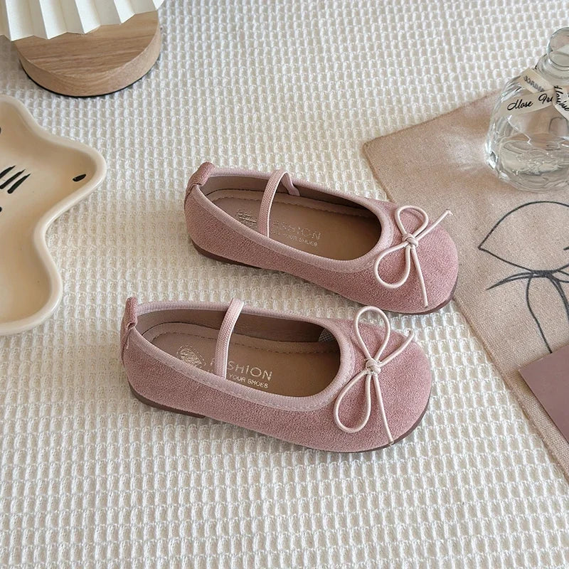 2025 Spring Autumn New Children Leather Shoes for Girls Fashion Korean Style Soft Sole Anti-slippery Sweet Bowtie Princess Shoes