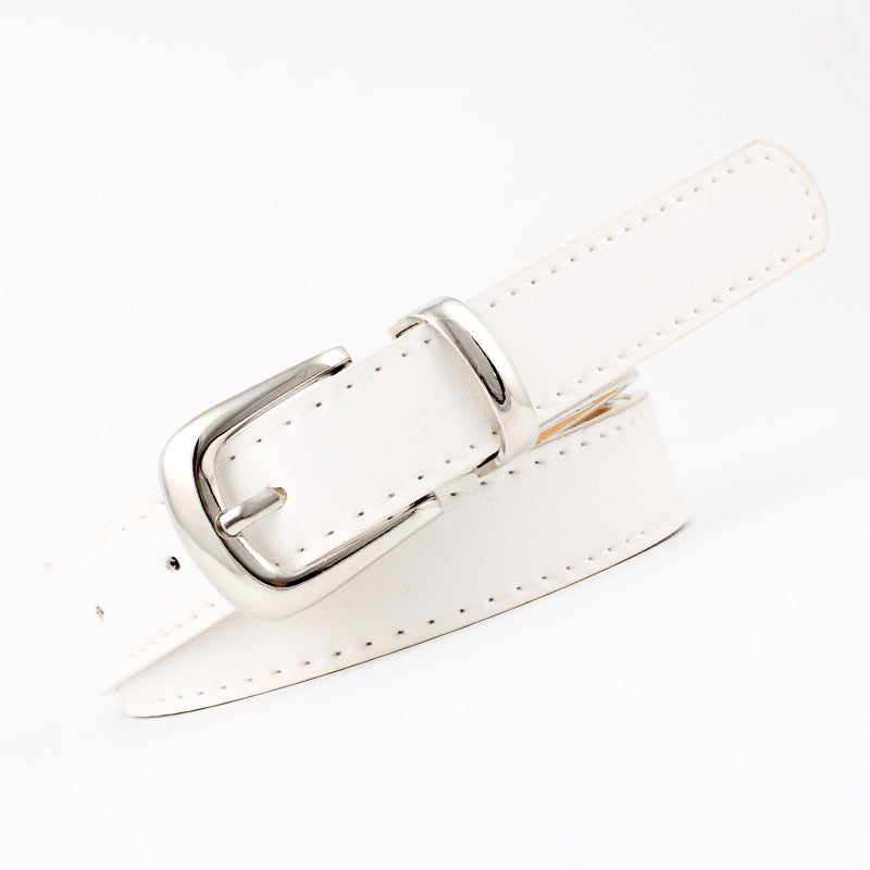 2.4X105cm Women Belts PU Leather Simple Metal Buckle Belt Girls Dress Jean Pants Waistband Belts for Lady Luxury Designer Brand