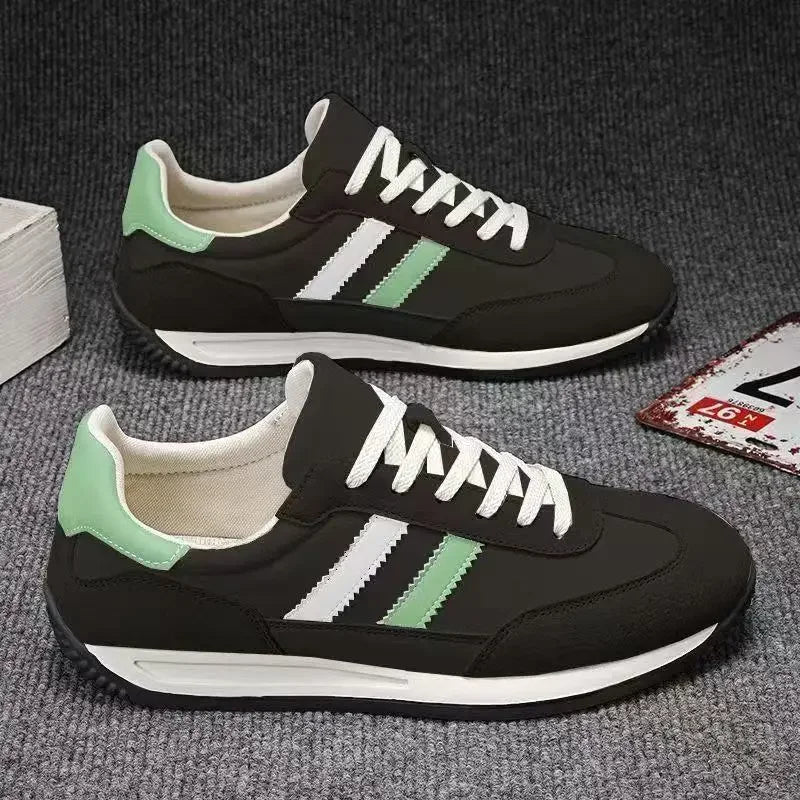 Men's Low Top Leather Sneakers - Fashionable Running & Casual Lace - Up Shoes