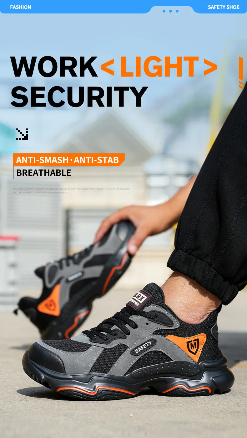 Work Sneakers for Men Safety Shoes Anti-smash Anti puncture Indestructible Shoes Breathable comfort Steel Toe Protection Shoes