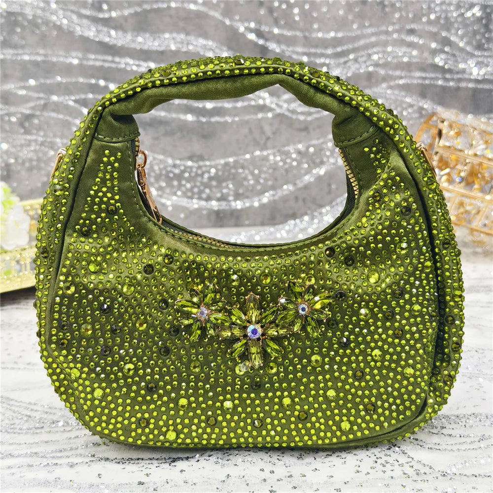 Popularity Pointed Toe High Heels Shoes and Bags Set With Rhinestone for Women Wedding Party Elegant Luxury Fashion