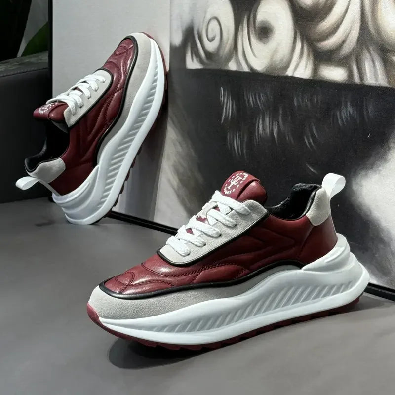 Chunky Sneakers Mens Designer Running Shoes Fashion Casual Microfiber Leather Upper Height Increased Flat Platform Sport Shoes