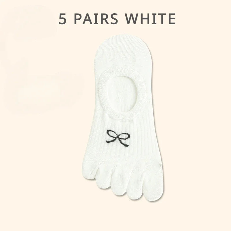5 Pairs Five Finger Socks Women  Anti-slip Cotton Toe Socks with Separate Fingers Sports Summer Thin Slipper Socks