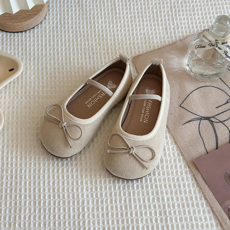 2025 Spring Autumn New Children Leather Shoes for Girls Fashion Korean Style Soft Sole Anti-slippery Sweet Bowtie Princess Shoes