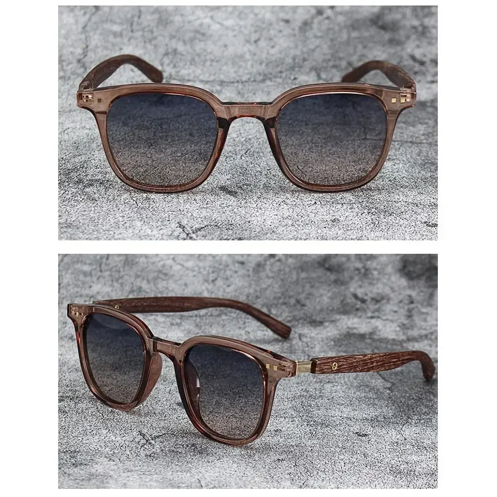 Trendy Retro Wood Grain Sunglasses Polarized UV Protection for Men Women Perfect for Cycling Outdoor Street Photography