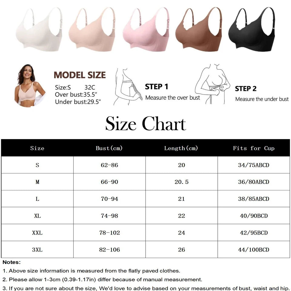 Women's Push Up Soft Bra Removable Padded Non Wired Bra Comfort Seamless Full Coverage Everyday Bra Underwear For Women