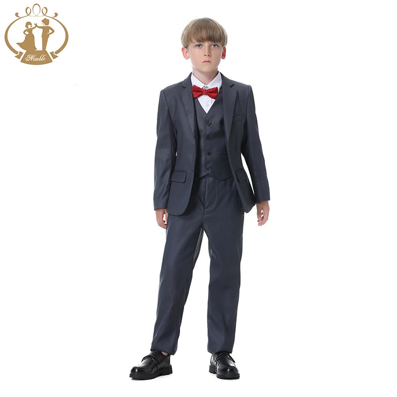 Spring Autumn Formal Boy Suit for Weddings Children Party Host Costume Wholesale Clothing 3Pcs/Set Blazer Vest Pants