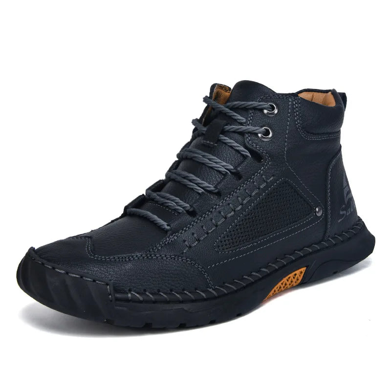 New 2025 Handmade Men Boots Design Sneakers Man Outdoor Casual Leather Men Shoes Ankle Boots Fall Breathable Hot Sale