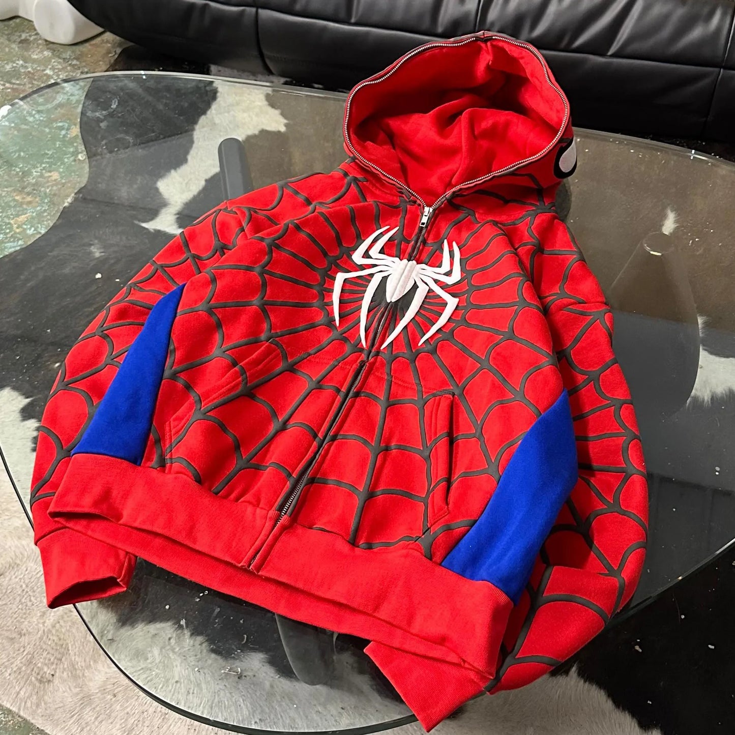 American Spider 3D Foaming Embroidery Zipper Hoodie Y2K Retro Gothic Harajuku Women Zip Up Jacket Hoodies Sweatshirt Men Clothes