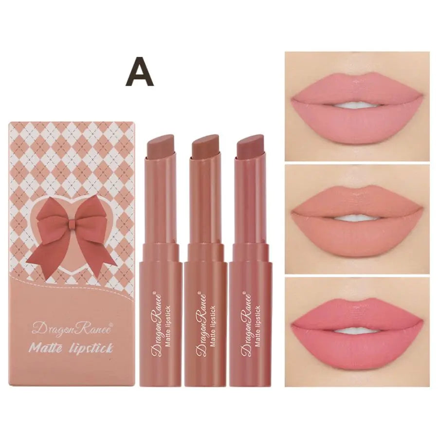 Matte Lipstick, Rich Color, Moisturizing Lip Gloss, Easy to Color, Lip Glaze, Rotating Lipstick Pen, Three-Pack Lipstick Pen, Valentine's Day Gift