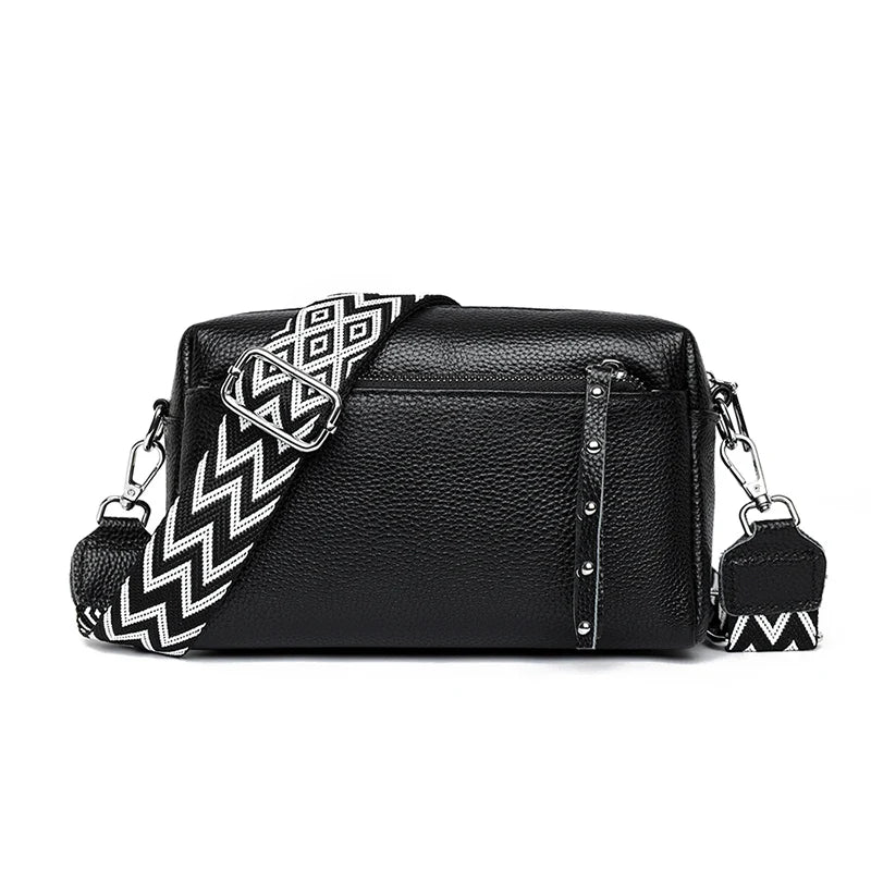 100% Cowhide 3 Layers Crossbody Shoulder Bag Luxury Genuine Leather Messenger Bag Fashion Daily Use For Women Wallet HandBag