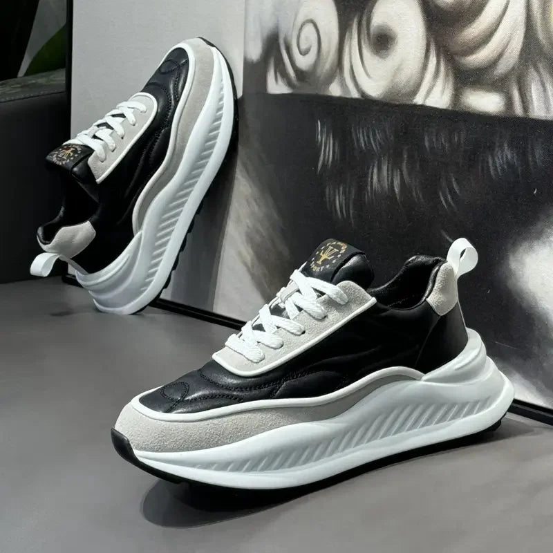 Chunky Sneakers Mens Designer Running Shoes Fashion Casual Microfiber Leather Upper Height Increased Flat Platform Sport Shoes