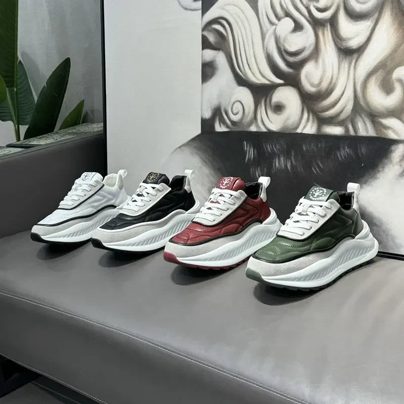 Chunky Sneakers Mens Designer Running Shoes Fashion Casual Microfiber Leather Upper Height Increased Flat Platform Sport Shoes