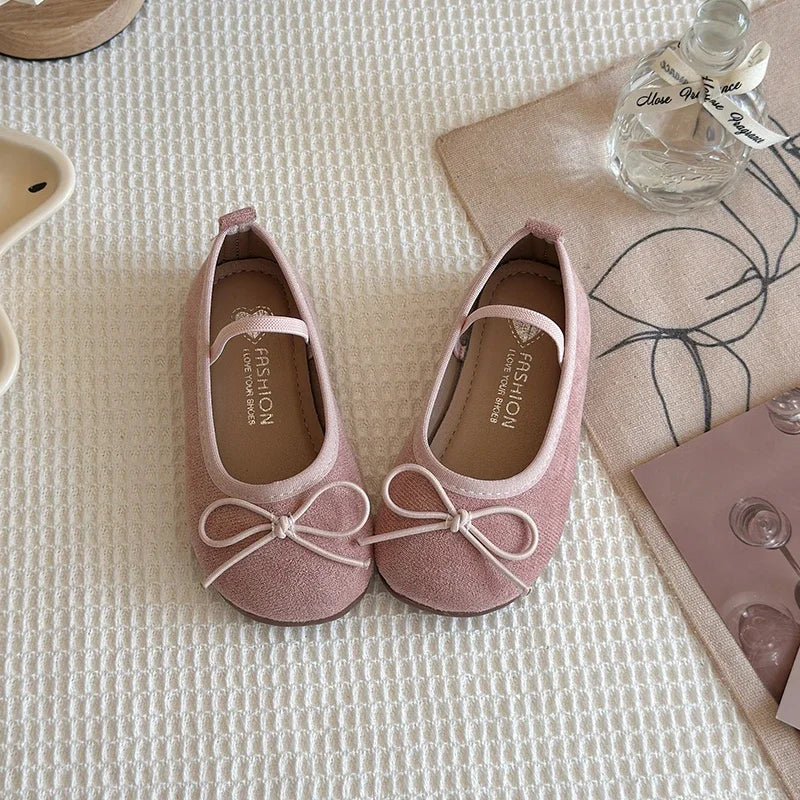 2025 Spring Autumn New Children Leather Shoes for Girls Fashion Korean Style Soft Sole Anti-slippery Sweet Bowtie Princess Shoes