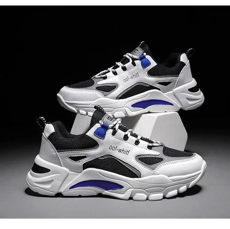 Summer 2025 New Men's Woven Mesh Running Shoes Breathable Elevated Chunky Sneakers Fashionable Korean Style Trendy