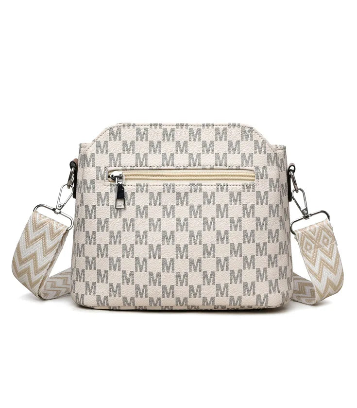 Synthetic Faux Leather Shoulder Bag For Women Retro Crossbody Bag with Golden "M" Monogram, Purse Work, Travel, Parties & Gifts