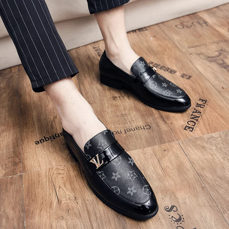 Loafers 2025 New Men's Shoes British Business Genuine Leather Slip-On Soft Surface Small Leather Shoes Pointed Toe Trendy Shoes