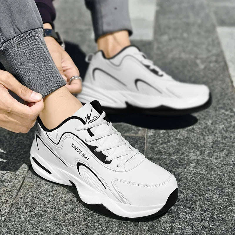 Men's Waterproof Leather Sneakers - Outdoor Walking Sports Shoes