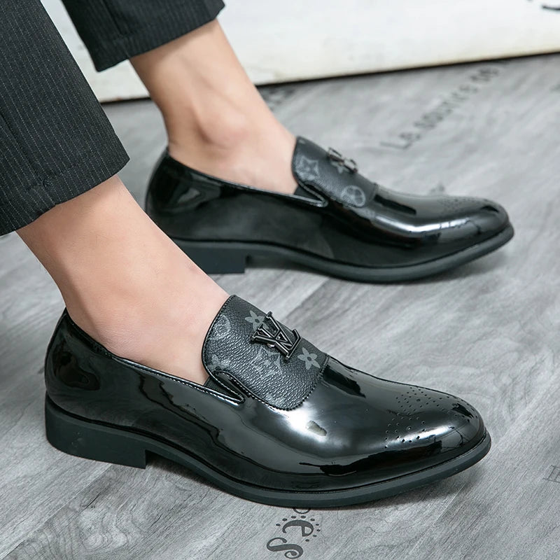 Men's Genuine Leather Tassel Loafers Black Formal Dress Shoes Slip-On Wedding Brogues 2025 Fashion Casual Loafers