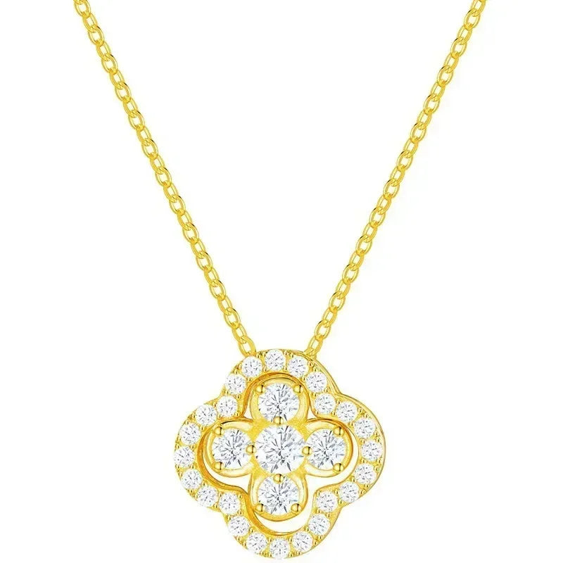 18K Gold Plated Fashion Classic Viral Clovers Pendant Necklace 2 in 1 Convertible women Titanium Steel Jewelry Accessories Gifts