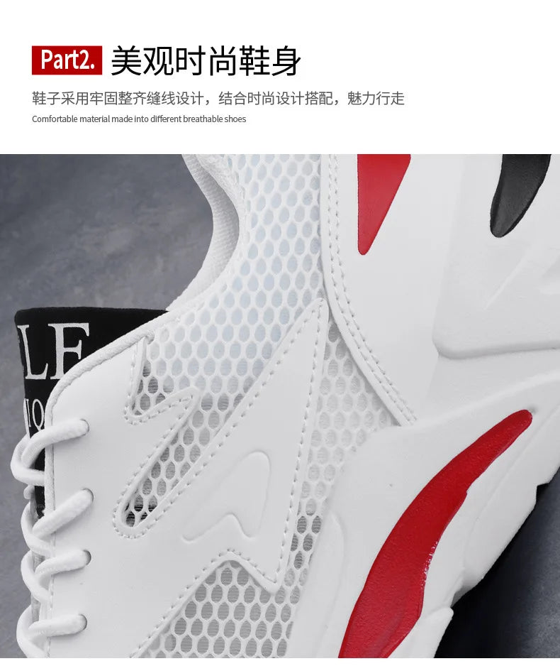 Mesh Men's Sneakers white summer platform sneakers Stylish Lace-up Male Sneaker Breathable Man Tenis Footwear men's sports shoes