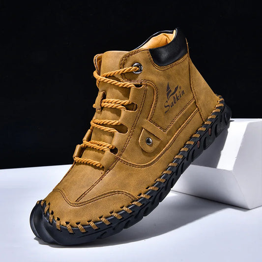 New 2025 Handmade Men Boots Design Sneakers Man Outdoor Casual Leather Men Shoes Ankle Boots Fall Breathable Hot Sale Men Shoes