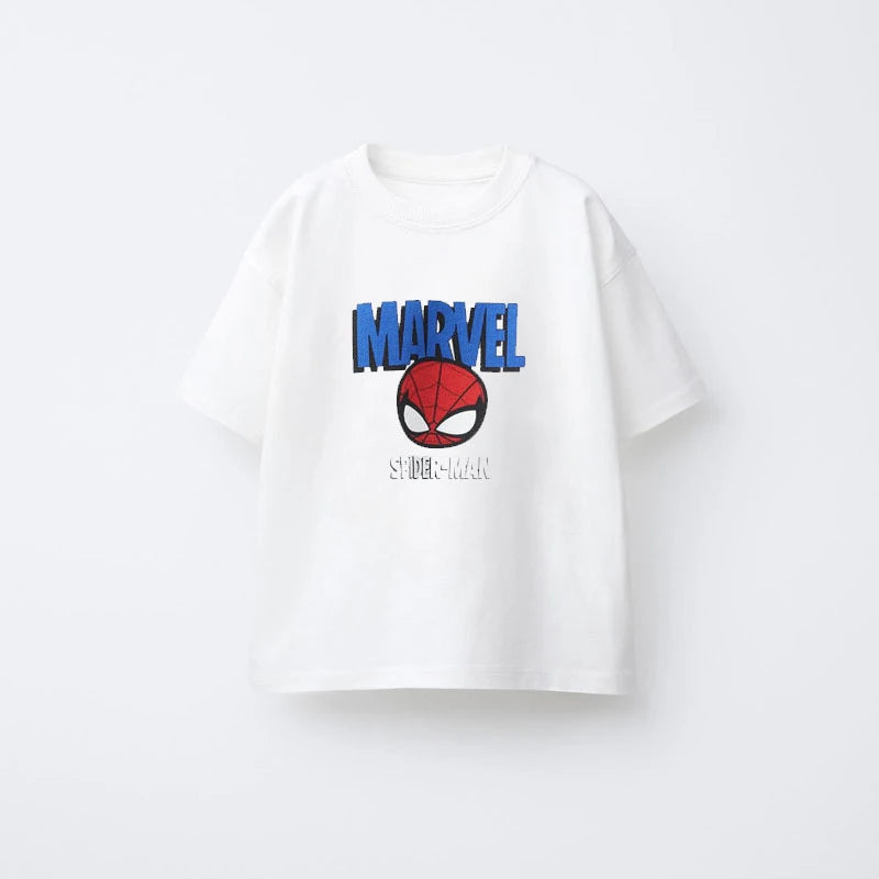 Boys Cartoon T Shirt Casual Loose Pure Cotton Short Sleeve Bottoming Shirt Girls Baby New Printed Tees Cute Round Neck Tops