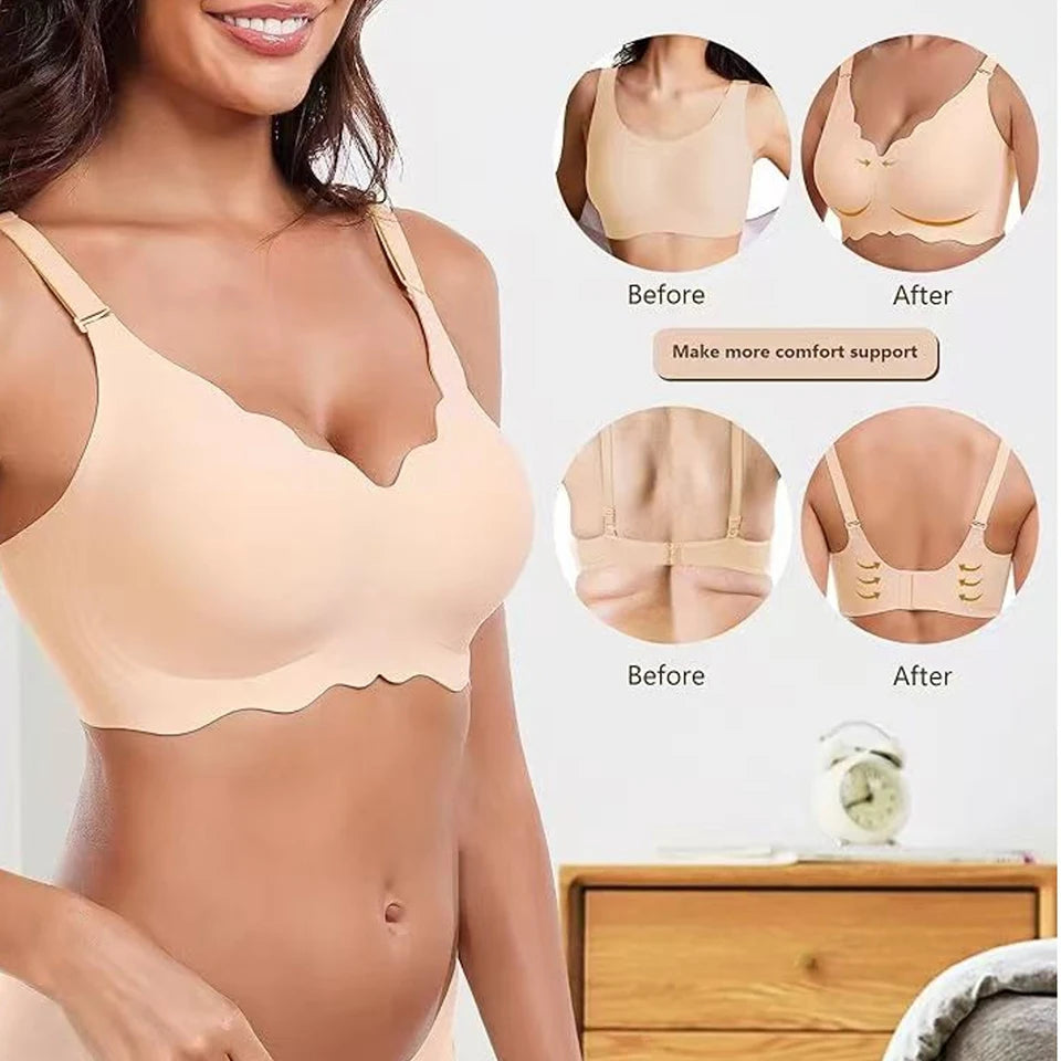 Women's Push Up Soft Bra Removable Padded Non Wired Bra Comfort Seamless Full Coverage Everyday Bra Underwear For Women