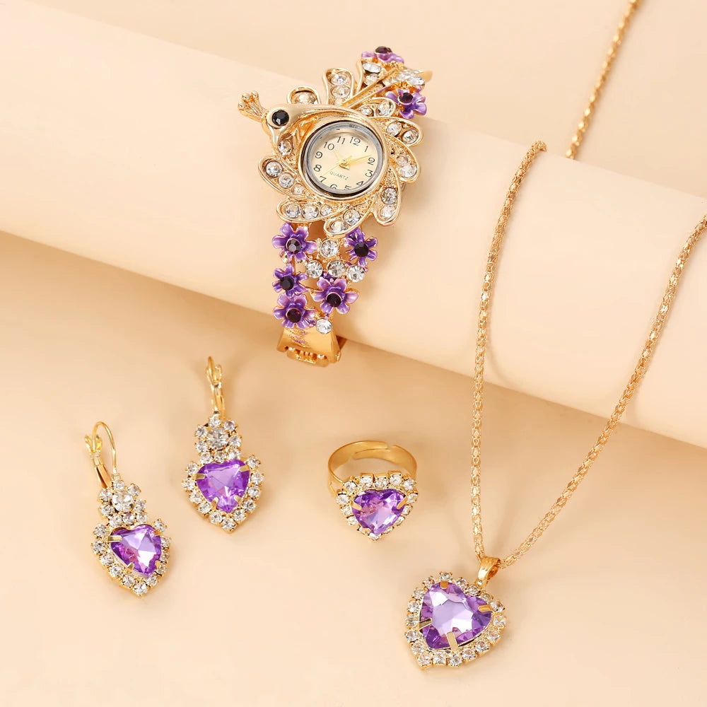 2025 New Korean Women's Diamond Set Leaf Quartz Watch Decorative Temperament Alloy Bracelet Watch Women's Edition