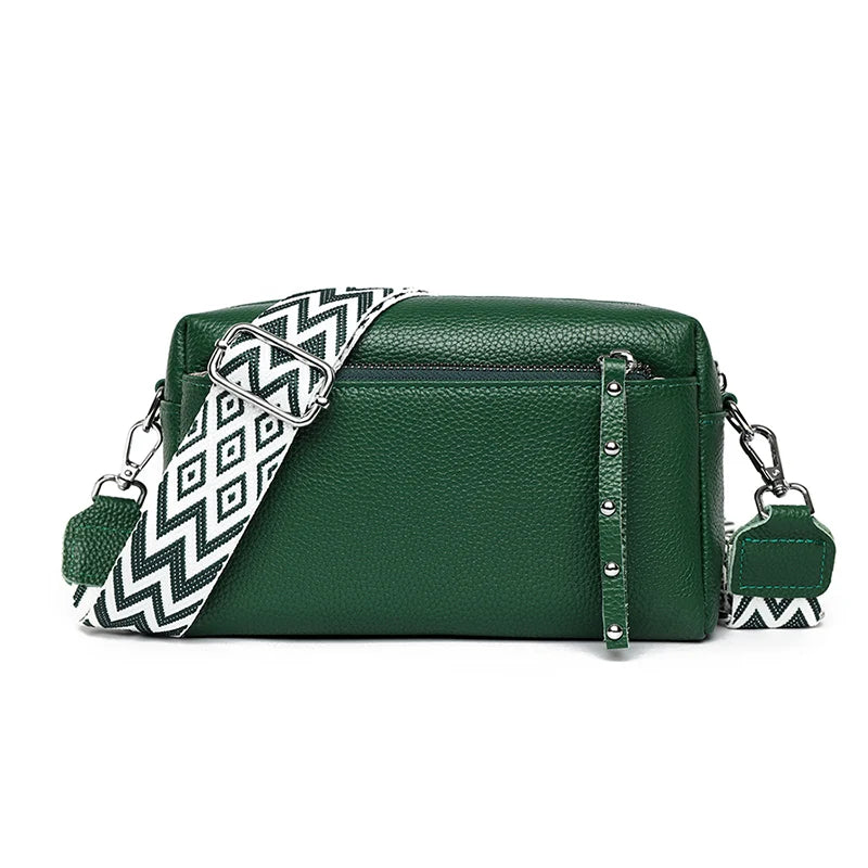 100% Cowhide 3 Layers Crossbody Shoulder Bag Luxury Genuine Leather Messenger Bag Fashion Daily Use For Women Wallet HandBag