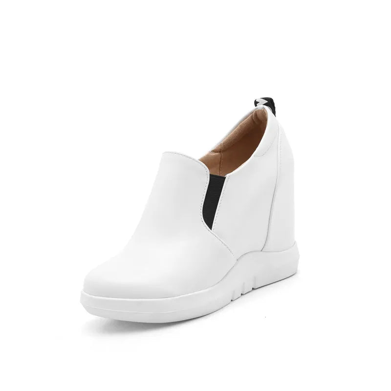 Hidden Platform Wedges Sneakers Women Spring Autumn Casual Shoes On Platform Comfort Wedge Heels Red White Sneaker Female