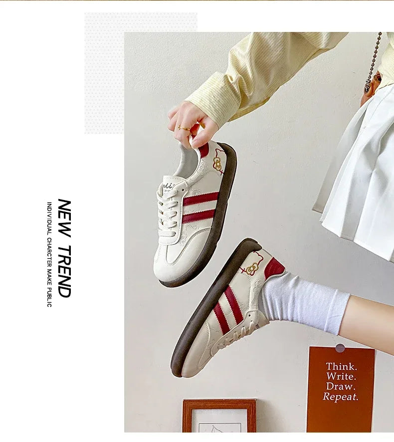 Women's Casual Outdoor Lace UpSport Shoes 2025 Spring Autumn Designer Korean Round Toe Sneakers Vulcanized Shoes Tenis De Mujer