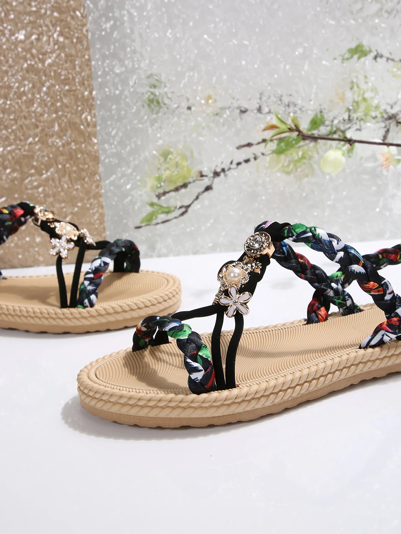 Handwoven sandals, ultra-lightweight and comfortable ethnic-style flat sandals