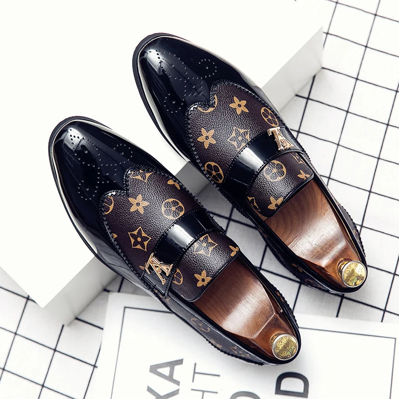 Doudou Shoes New Men's British Business Genuine Leather Slip-On Soft Leather Shoes Pointed Toe Hairstylist Versatile Trendy Shoe