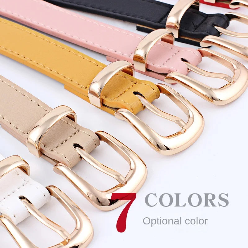 2.4X105cm Women Belts PU Leather Simple Metal Buckle Belt Girls Dress Jean Pants Waistband Belts for Lady Luxury Designer Brand