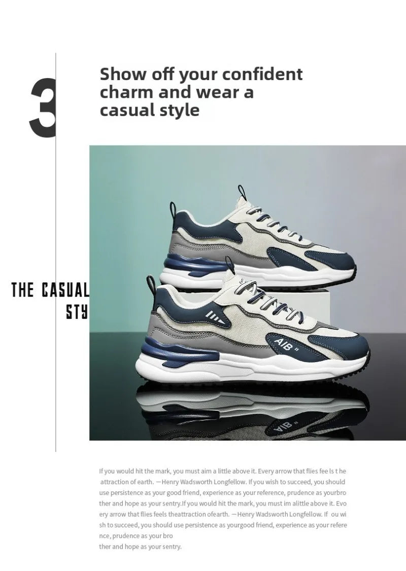 2025 Men's Shoes Autumn Sports Shoes Versatile Casual Shoe Running Anti Slip Height Increasing Dad Trendy Shoe Summer