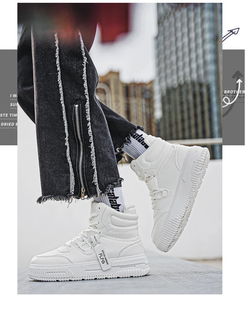 Casual Sneaker High-top Male Sneakers Loafers Shoes for Men Skateboard Sports and Leisure Wear-resistant Non-Slip All-match New