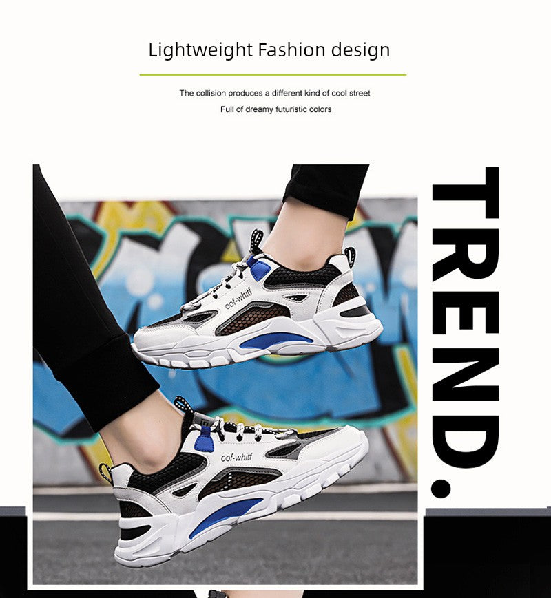 Summer Mesh Men's Breathable Shoes Sneaker Men's Summer Thin Single Mesh Plus Size Teenagers Junior High School Student Mesh Shoes