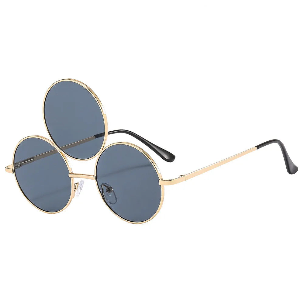 Sunglasses Third Lenses 3 Eyes Round Women Metal Fashion Vintage Sun Glasses For Men Fashion Eyewear Shades UV400 New 2023
