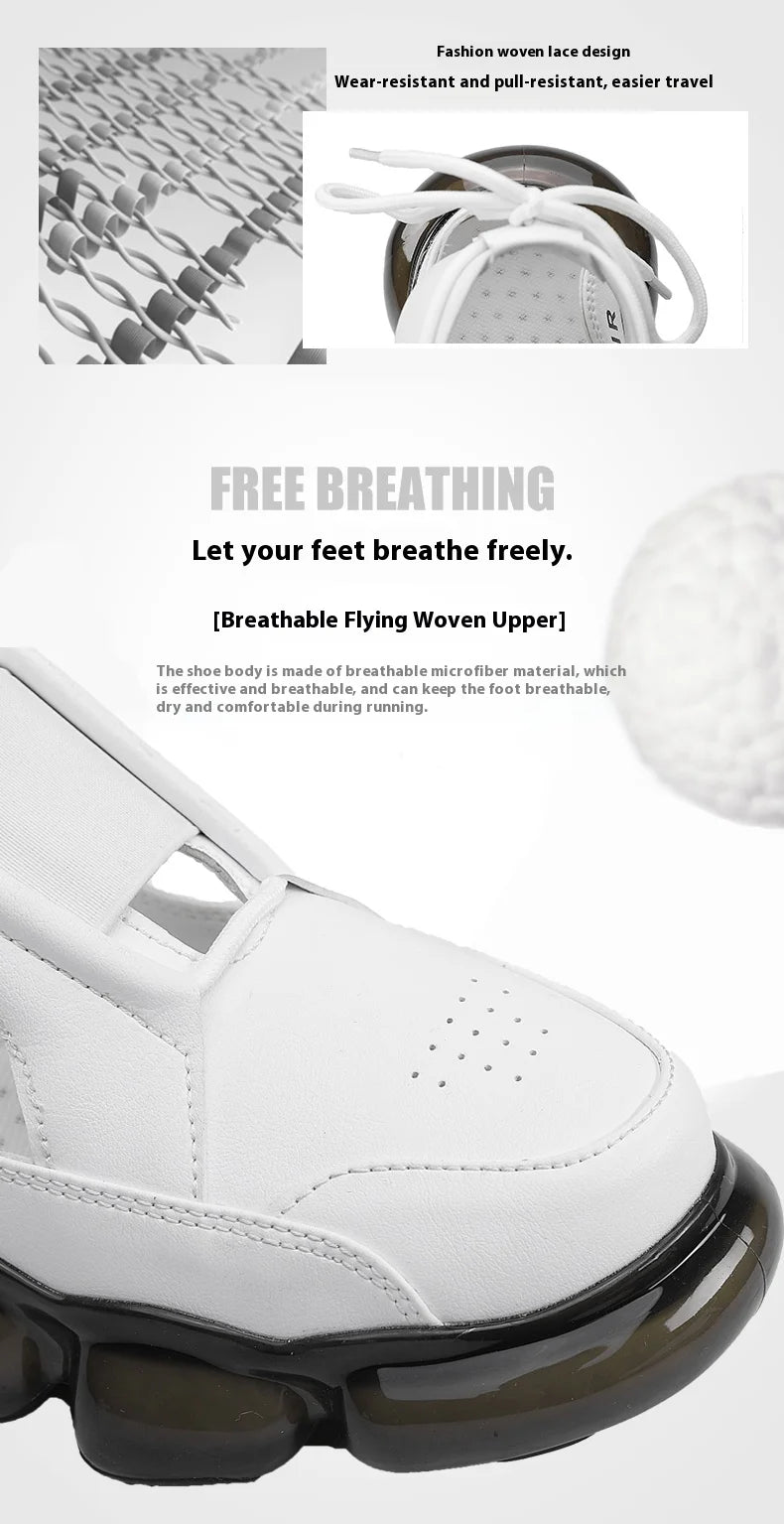 New popcorn cushioned soft sole coconut shoes low top casual sports shoes men's leather summer hollow fashion sandals