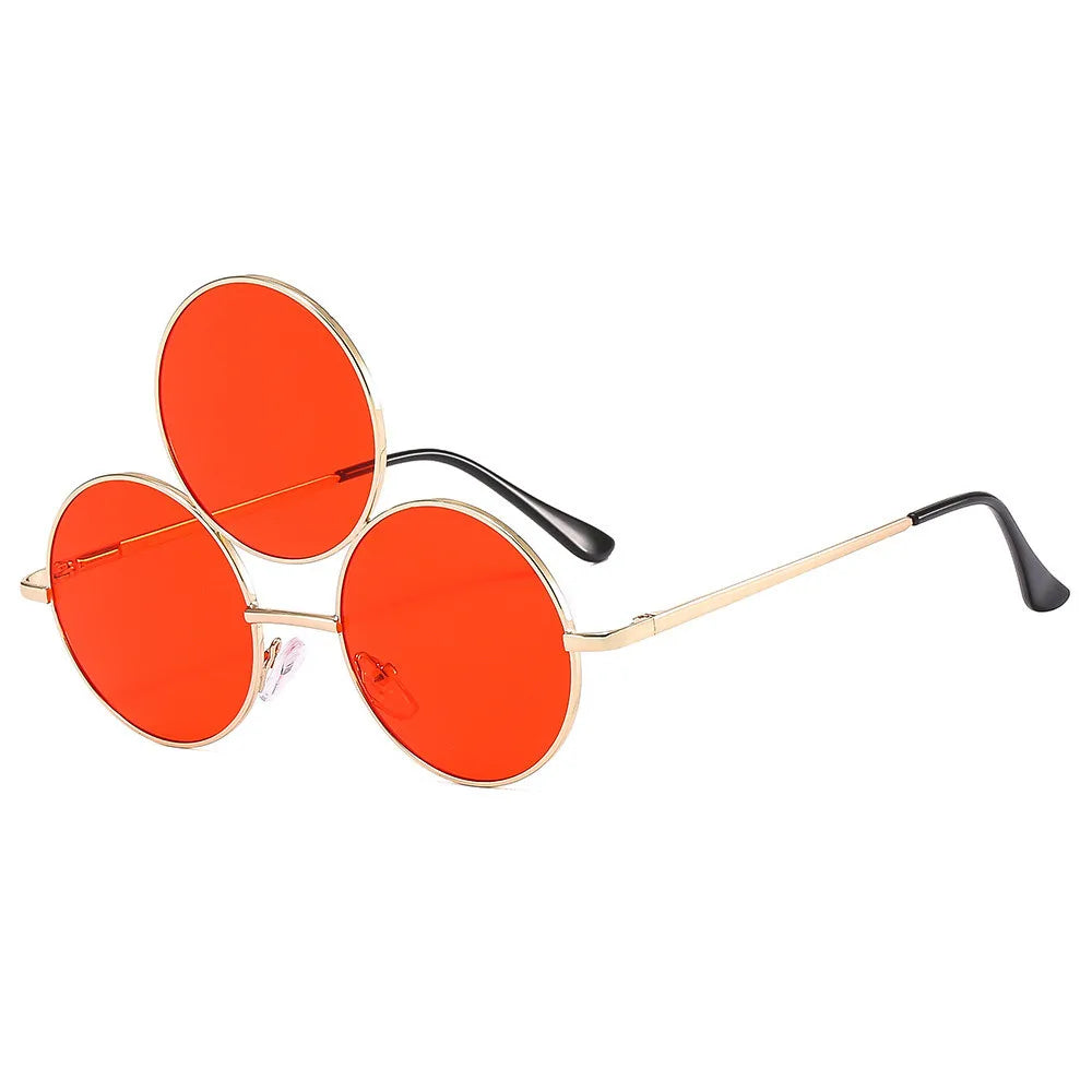 Sunglasses Third Lenses 3 Eyes Round Women Metal Fashion Vintage Sun Glasses For Men Fashion Eyewear Shades UV400 New 2023