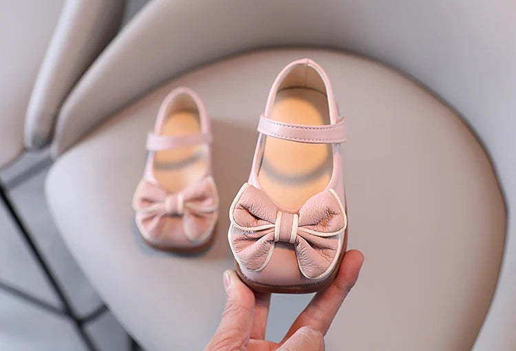 Spring and Autumn Children's Shoes, Small Leather Shoes  Casual Babies Square Mouth Shoes Bow Ties  Princess Shoes Single Shoes