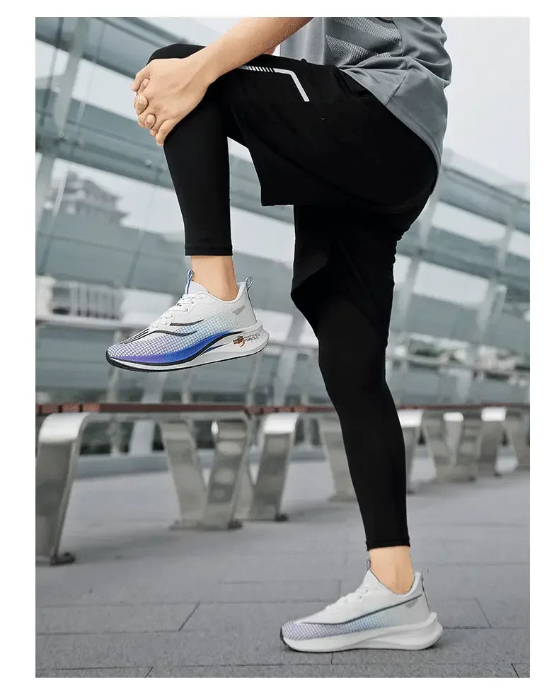 Marathon Air Cushion Carbon Plate Sports Running Shoes Men Breathable Lightweight Women's Comfortable Athletic Nonskid Sneakers