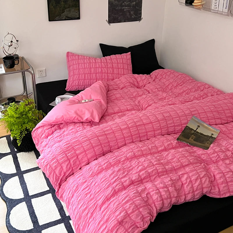 The Simple Solid-color Puffon Quilt Cover Is Suitable for Bedroom and Apartment Bedding