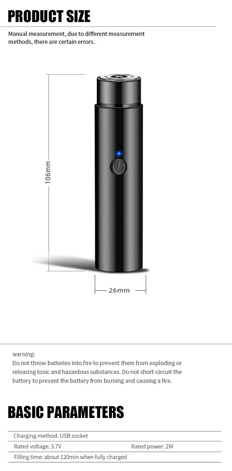 033Mini Portable Electric Shaver Shaver, Self-Assistant Hair Maker,Cordless Rechargeable, For Eyebrows, Upper And Lower Lips, Ch
