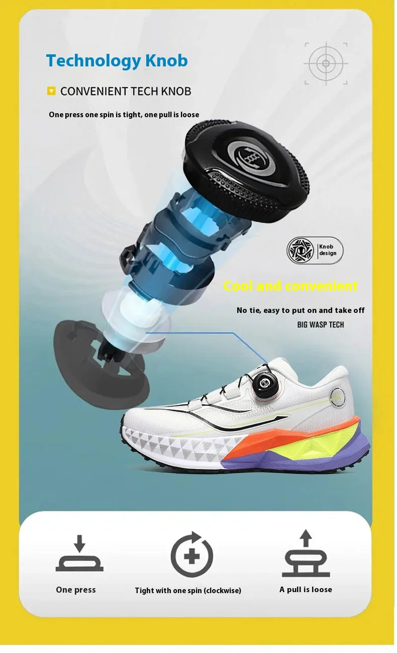 2025 New Lightweight Outdoor Casual Sports Shoes With Rotating Buckle Carbon Plate And Popcorn Outsole Running Shoes For Men